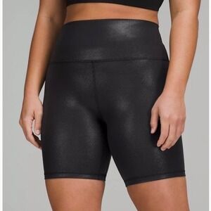 NEW Lululemon Align HR 8" Biker Shorts Shine Black Sparkle‎ High Rise Size 4